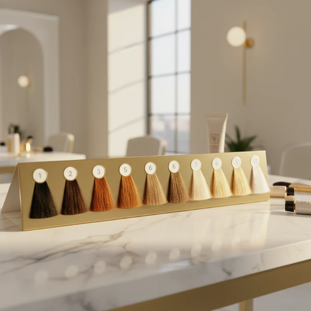 Muestrario profesional de niveles de color capilar del 1 al 10