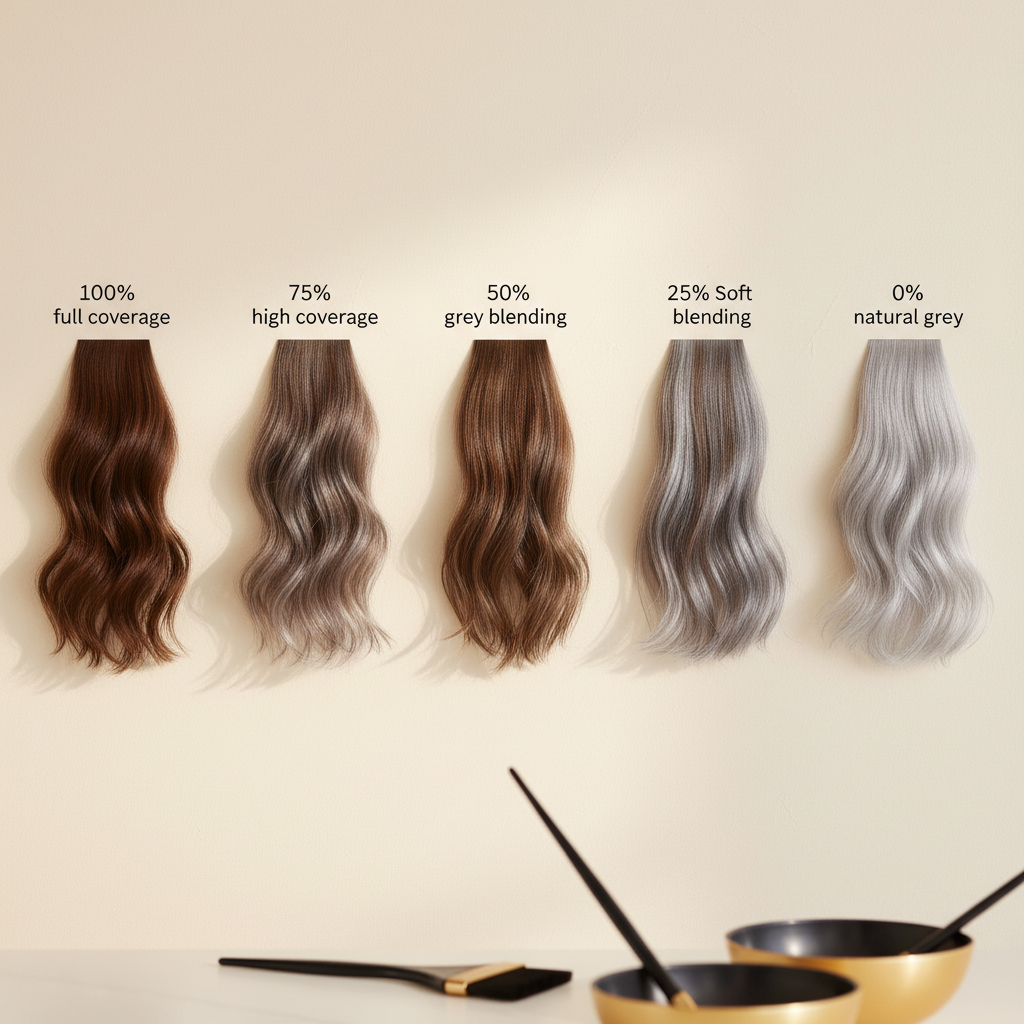 Comparación visual de los 5 niveles de cobertura de canas: del 100% al grey blending natural