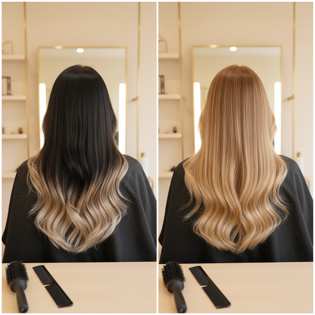 Comparación de técnicas ombre y sombre mostrando la diferencia de contraste en el degradado