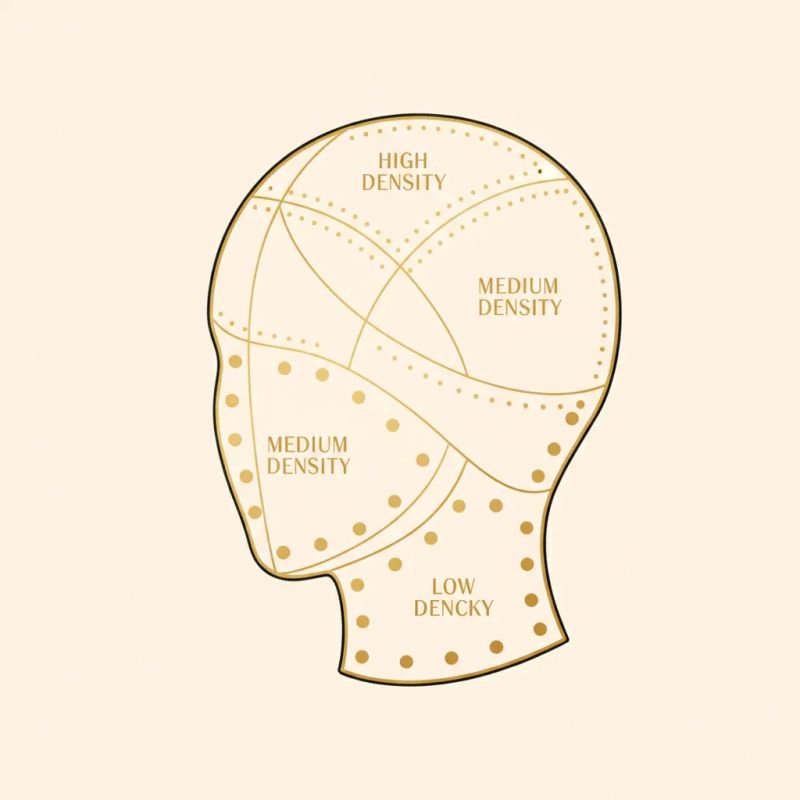 Hair sectioning diagram showing density zones for babylights application