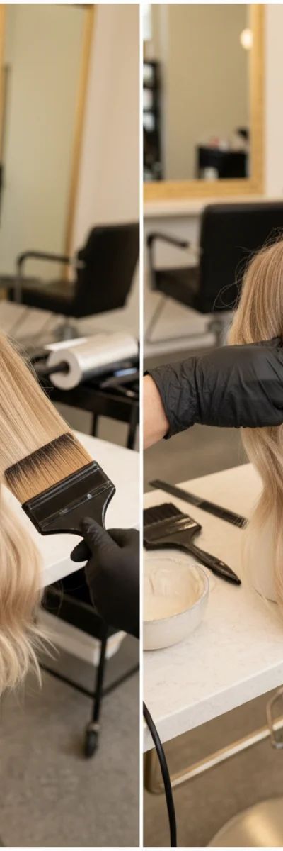 Comparación lado a lado de técnicas balayage y mechas tradicionales