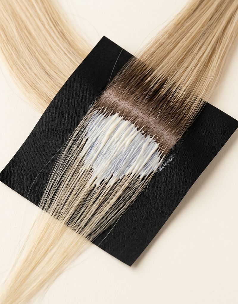 Section of regrowth with lightener applied leaving a safety gap from the zone closest to the scalp