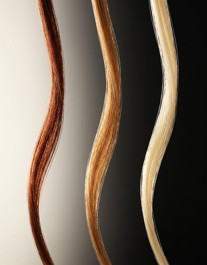 Comparison of hair underlying tone by level in natural light: zonal warmth qualities in root zone, mid-lengths and ends from golden to copper