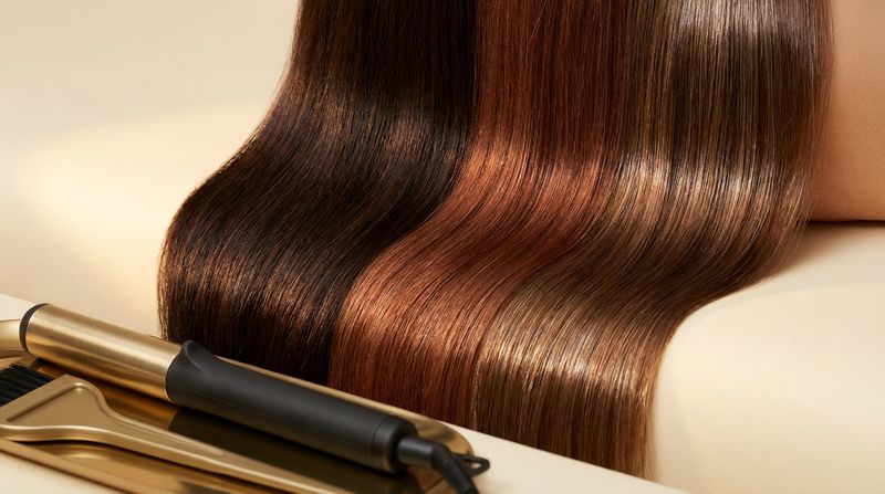 Visual comparison of dye types — permanent, semi-permanent, and gloss — on healthy shiny hair