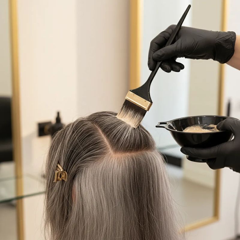 Root application technique for maximum gray hair coverage