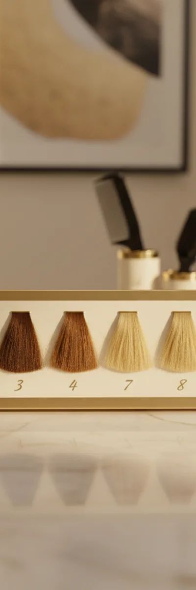 Professional hair color level swatch book showing levels 1 to 10