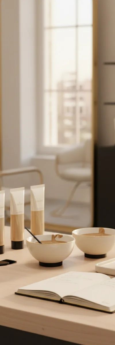 Professional colorist weighing hair dye on precision scale in salon