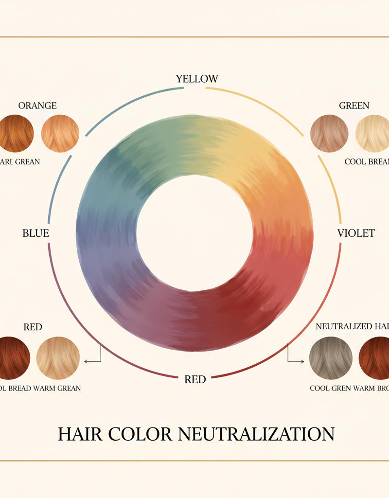 Rueda de colores complementarios para neutralización capilar profesional