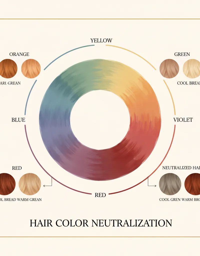 Rueda de colores complementarios para neutralización capilar profesional