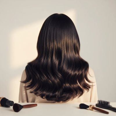 Cabelo com cor Espresso Martini Brunette mostrando profundidade e brilho intenso