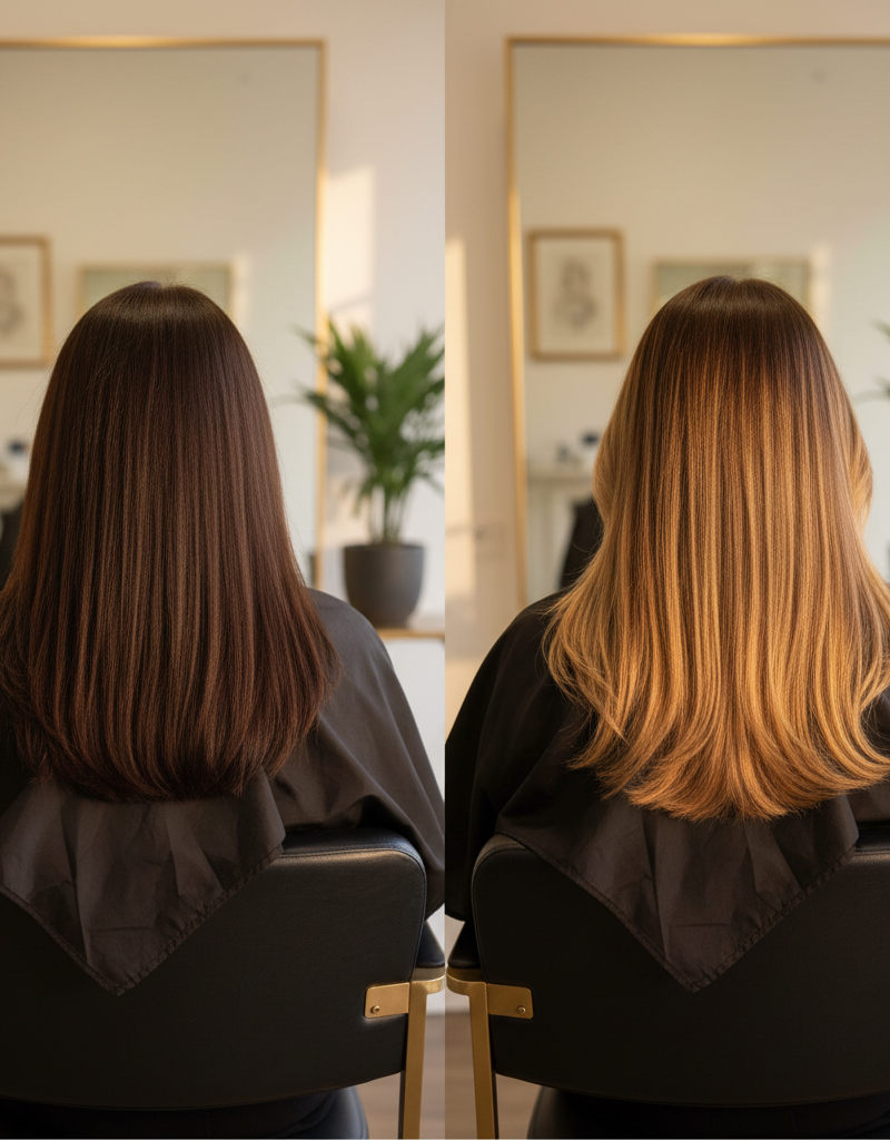 Antes y despues balayage de nivel 3 a nivel 6