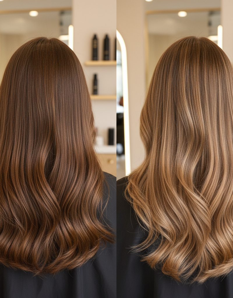 Antes y despues balayage de nivel 4 a nivel 6