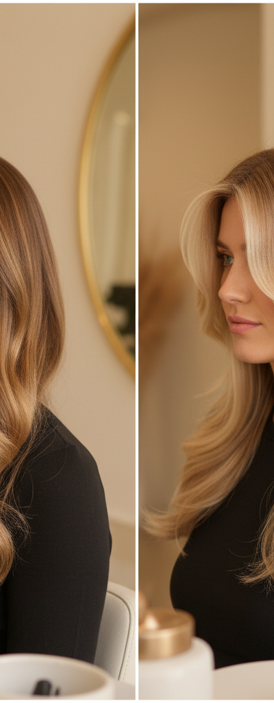 Antes y despues balayage de nivel 5 a nivel 8