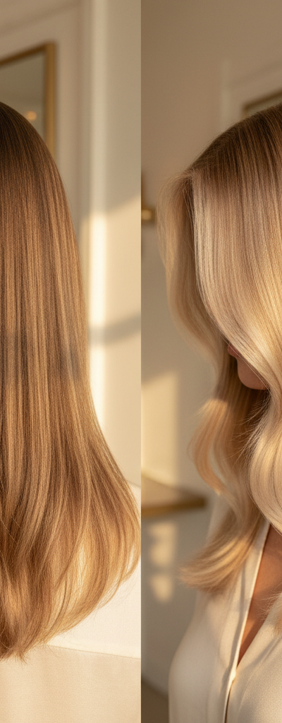 Antes y despues balayage de nivel 6 a nivel 8