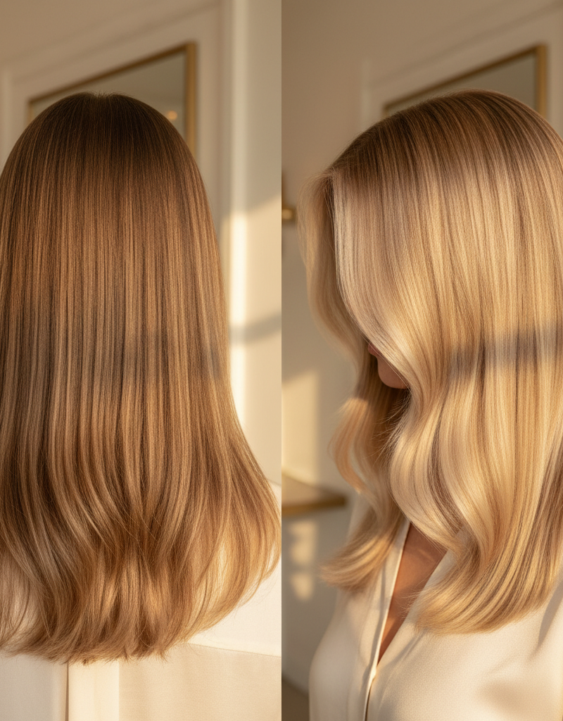 Antes y despues balayage de nivel 6 a nivel 8