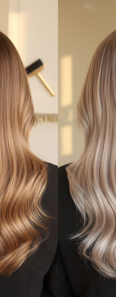 Antes y despues balayage de nivel 6 a nivel 9