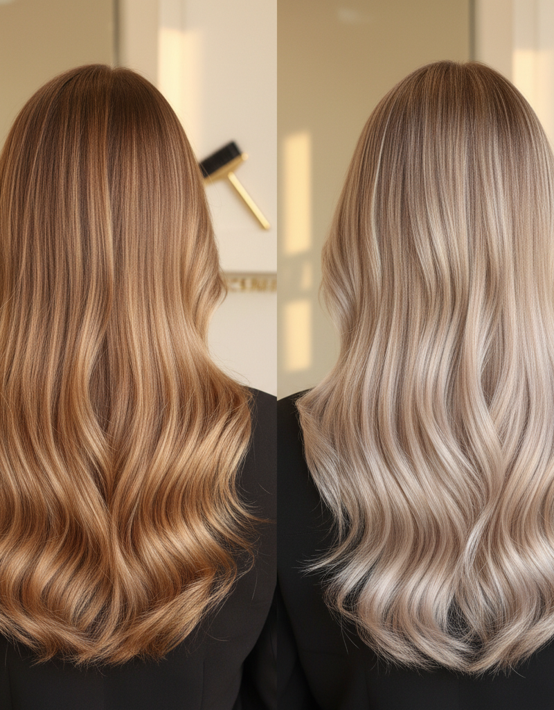 Antes y despues balayage de nivel 6 a nivel 9