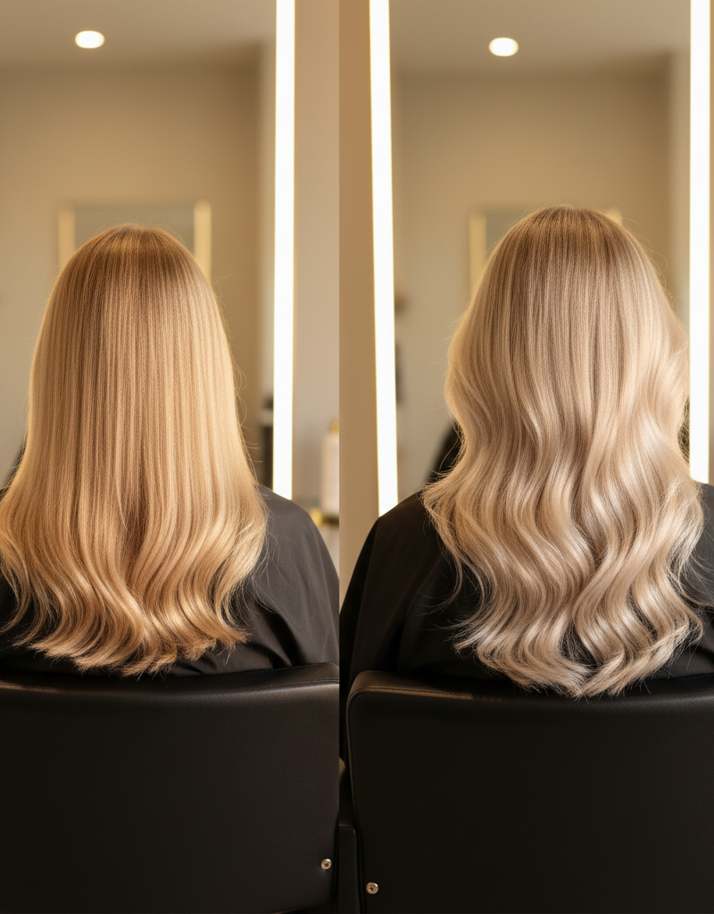 Antes y despues balayage de nivel 7 a nivel 10