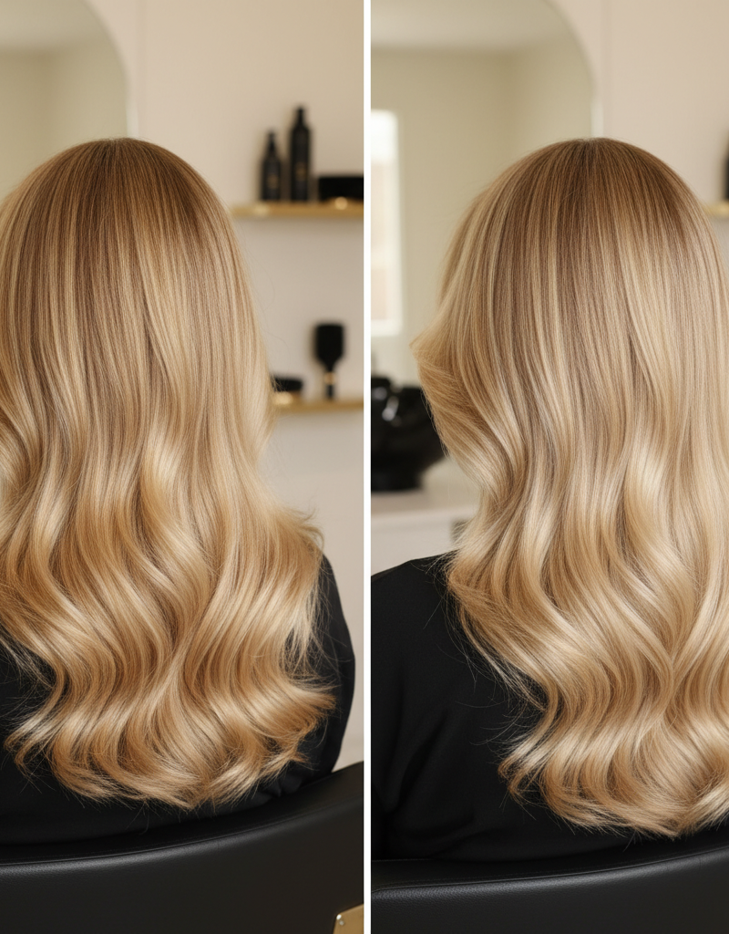 Antes y despues balayage de nivel 7 a nivel 9