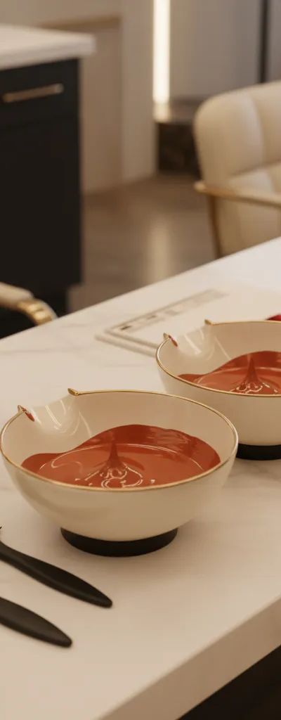 Tubos de tinte profesional en tonos cobrizos con muestras de color sobre fondo de salón