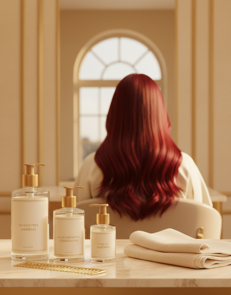 Comparación antes y después de protocolo anti-fade en cabello rojo