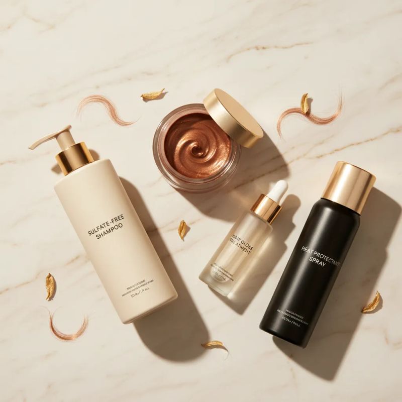 Copper hair maintenance products: sulfate-free shampoo, pigmented mask and gloss treatment