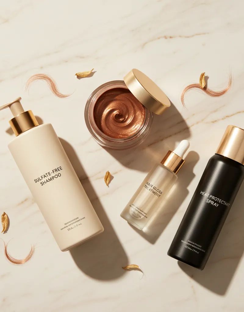 Copper hair maintenance products: sulfate-free shampoo, pigmented mask and gloss treatment