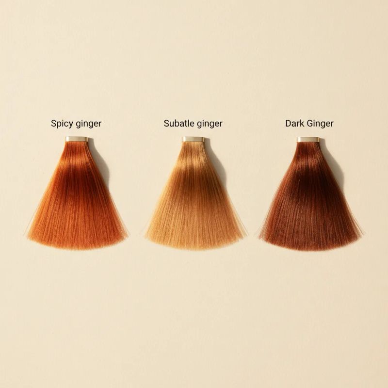 Three ginger copper variants: spicy, subtle and dark ginger on professional background