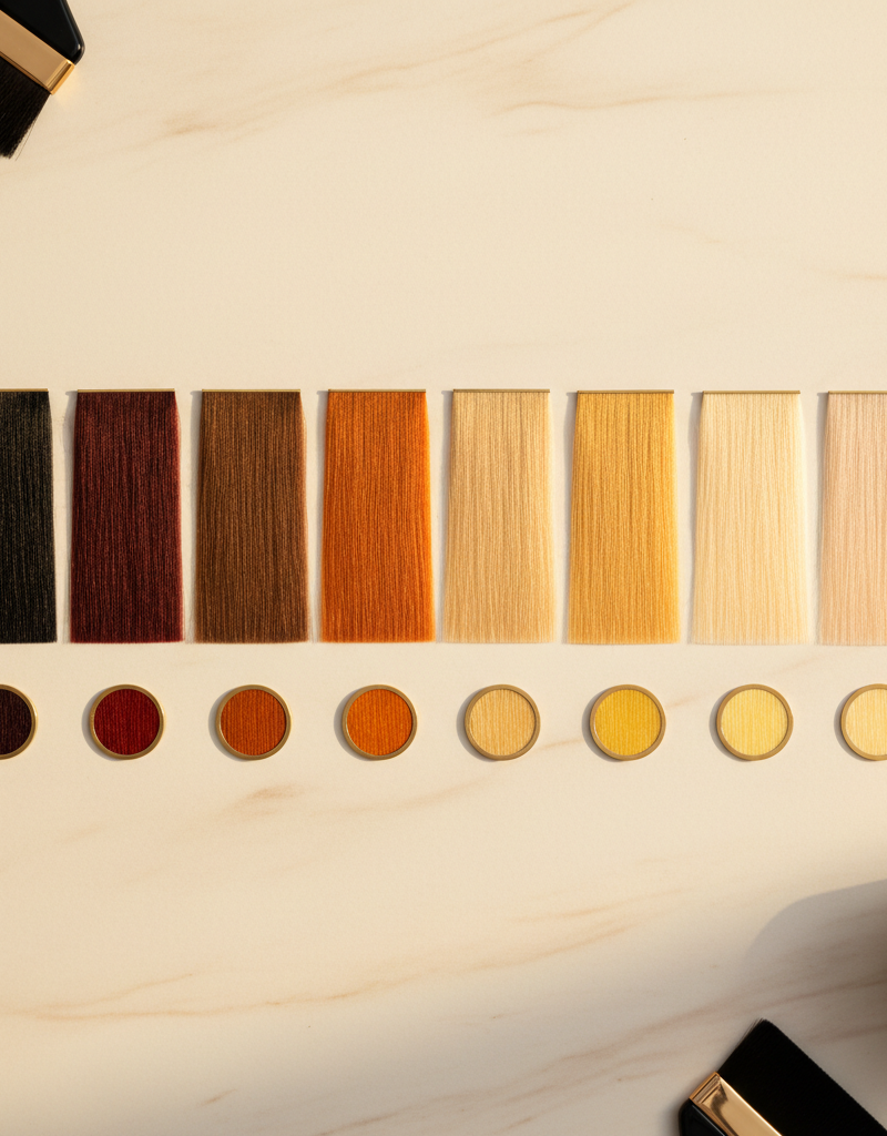 Escala de niveles de color del 1 al 10 con los pigmentos subyacentes de cada nivel