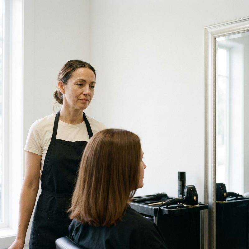 Colorist checking the finished color correction result in the salon