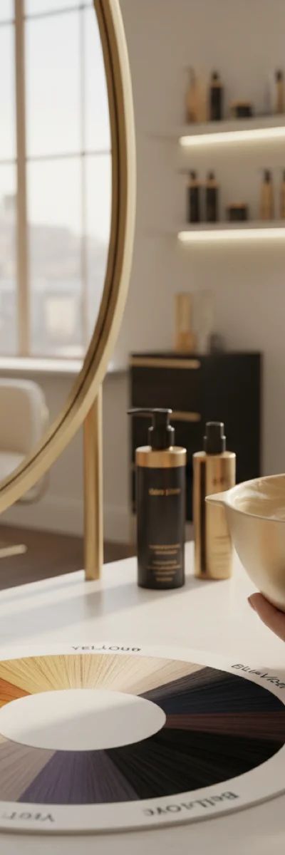 Rueda cromática mostrando colores complementarios para neutralización capilar