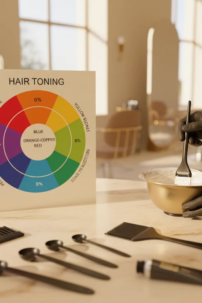 Color wheel showing complementary colors for hair tone neutralization