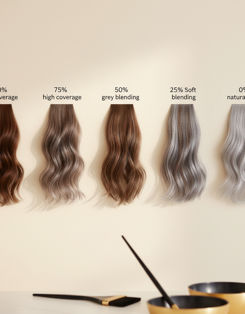 Comparación visual de los 5 niveles de cobertura de canas: del 100% al grey blending natural