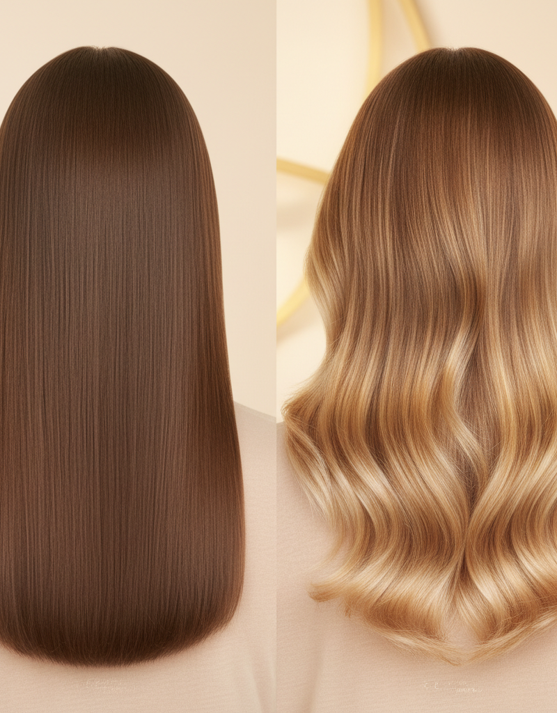 Antes y después de transformación sombre mostrando el degradado sutil y natural