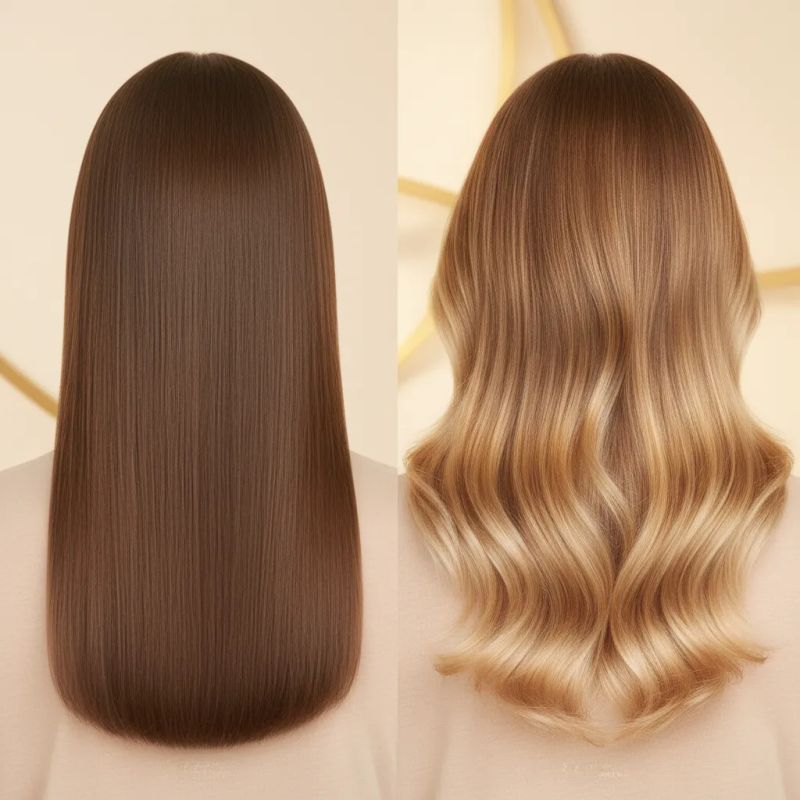 Before and after sombre transformation showing the subtle and natural gradient