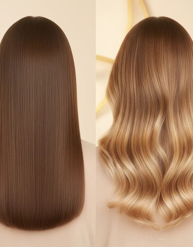 Before and after sombre transformation showing the subtle and natural gradient