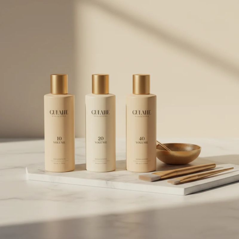 Frascos de oxidante profissional em diferentes volumes