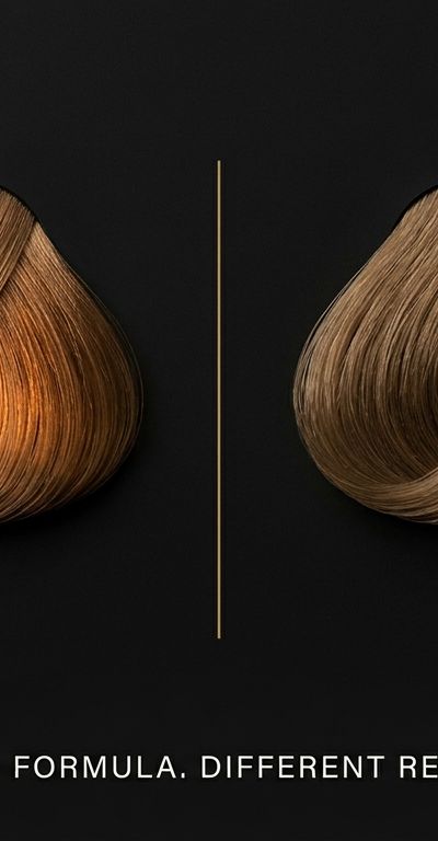 Diagrama conceptual A vs B mostrando pigmento residual cálido en corteza capilar con fondo negro y paleta dorada-naranja