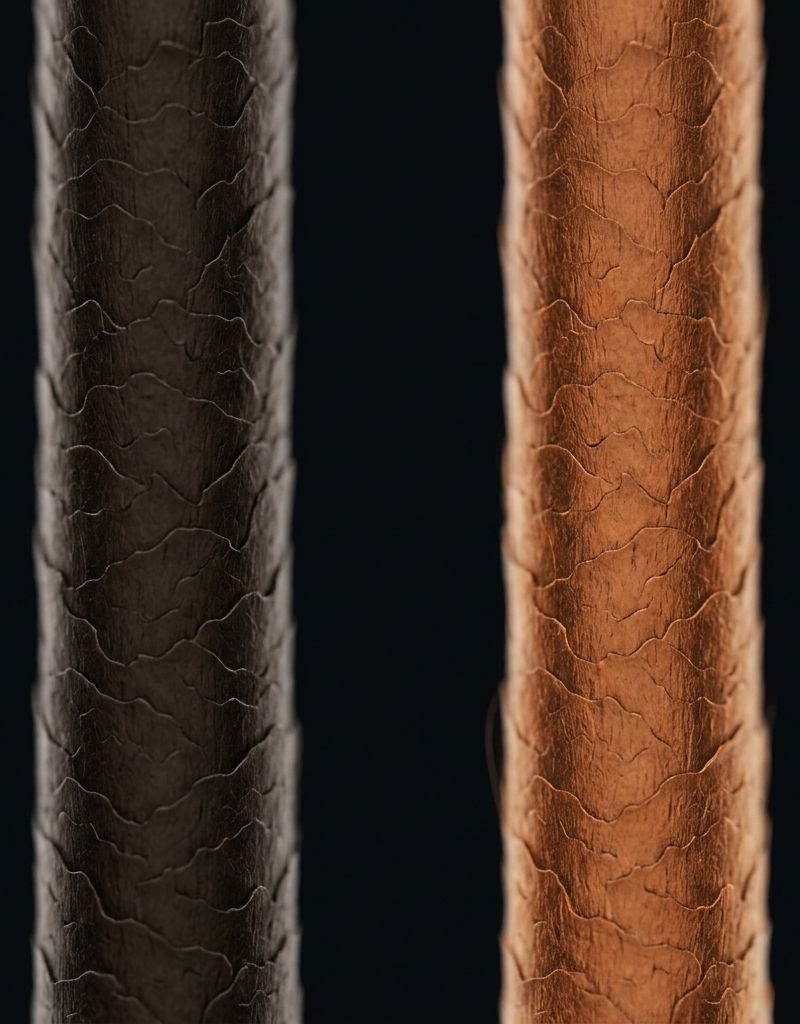 Comparativa entre hebra virgen base oscura y hebra aclarada dos niveles mostrando dominio cálido residual