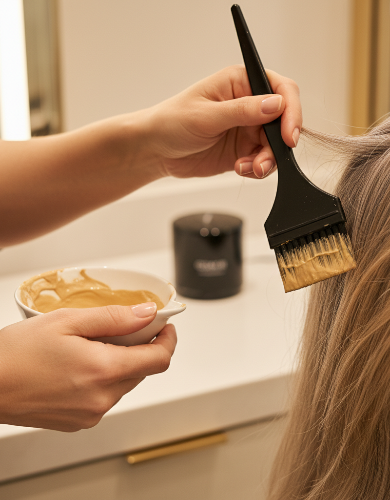 Proceso de aplicacion de tecnica Quiet Silver en salon profesional mostrando difuminado en sienes