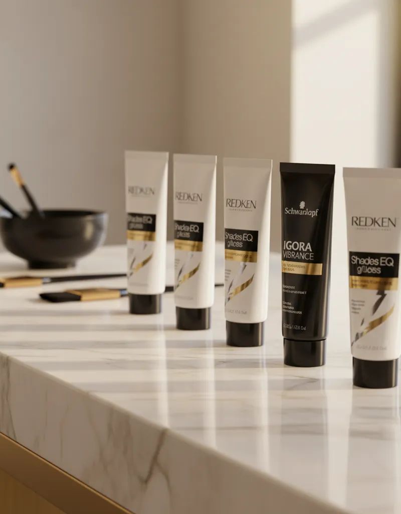 Redken Shades EQ tubes alongside Schwarzkopf Igora Vibrance with conversion chart