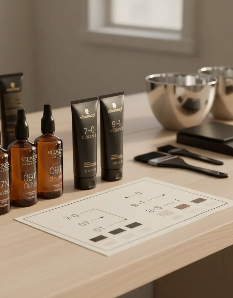 Visual comparison of Redken Shades EQ and Igora Vibrance nomenclature systems with equivalence arrows