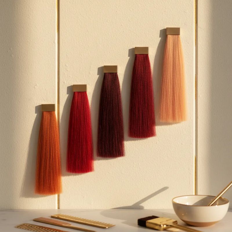 Paleta de tonos de rojo romántico para San Valentín: cereza, burdeos, cobrizo, fresa y vino