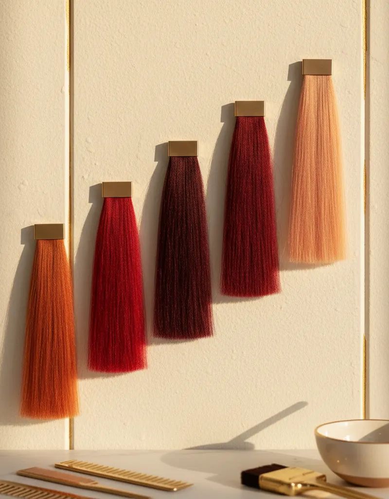 Palette of romantic red tones for Valentine's Day: cherry, burgundy, copper, strawberry and wine