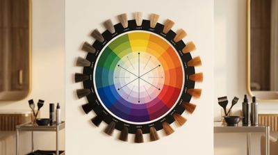 Roda cromática profissional aplicada à colorimetria capilar com amostras de cabelo