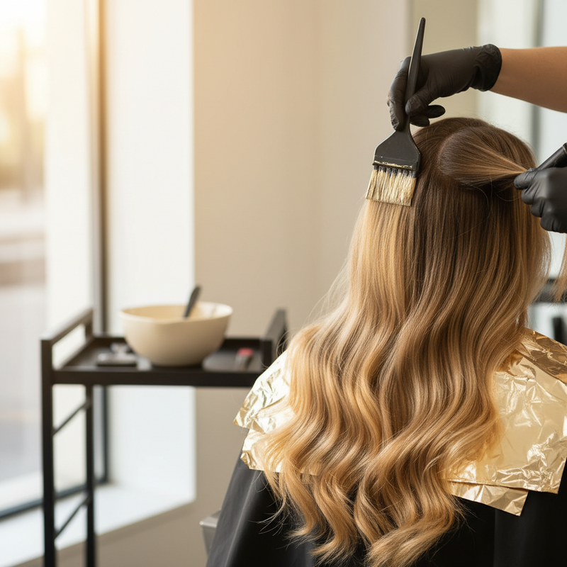 Técnica de aplicación balayage para Teddy Bear Blonde