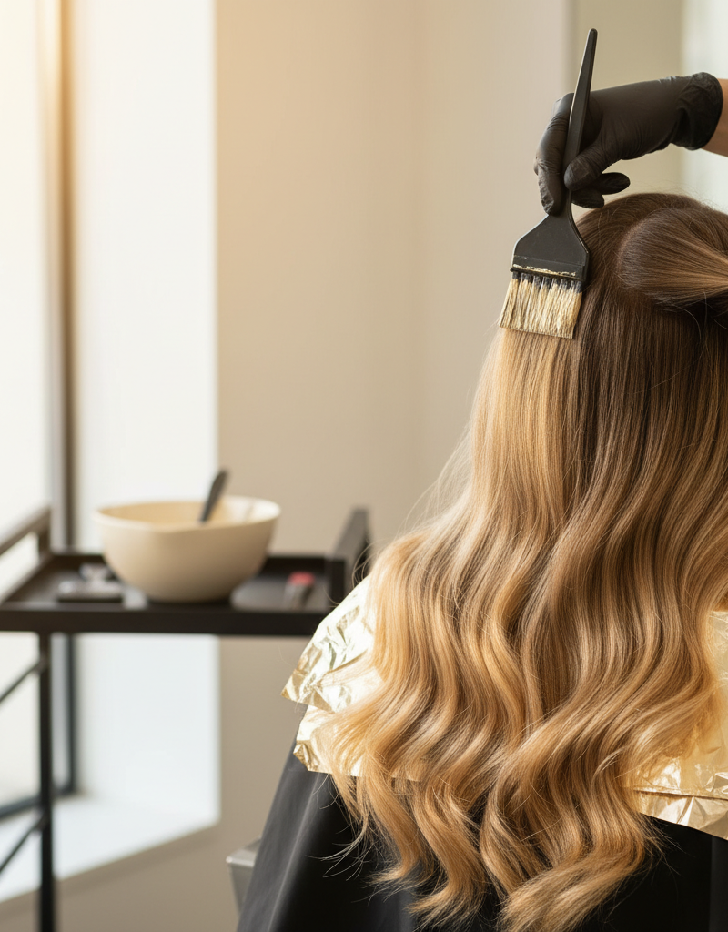 Técnica de aplicación balayage para Teddy Bear Blonde