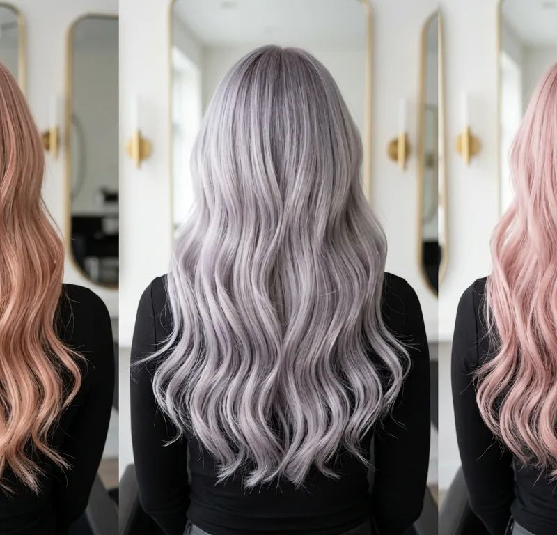 Visual comparison of trending 2026 fantasy shades: rose gold, lavender grey and desaturated dusty pastels
