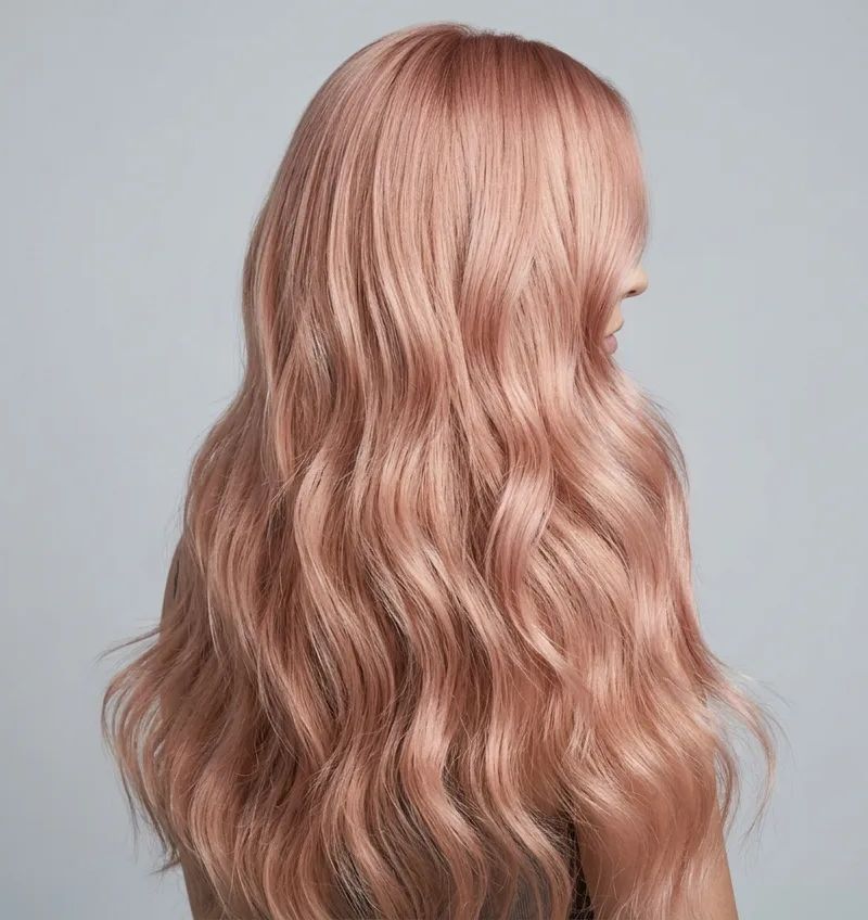Hair with rose gold 2026: translucent pink-gold blonde, elegant and subtle