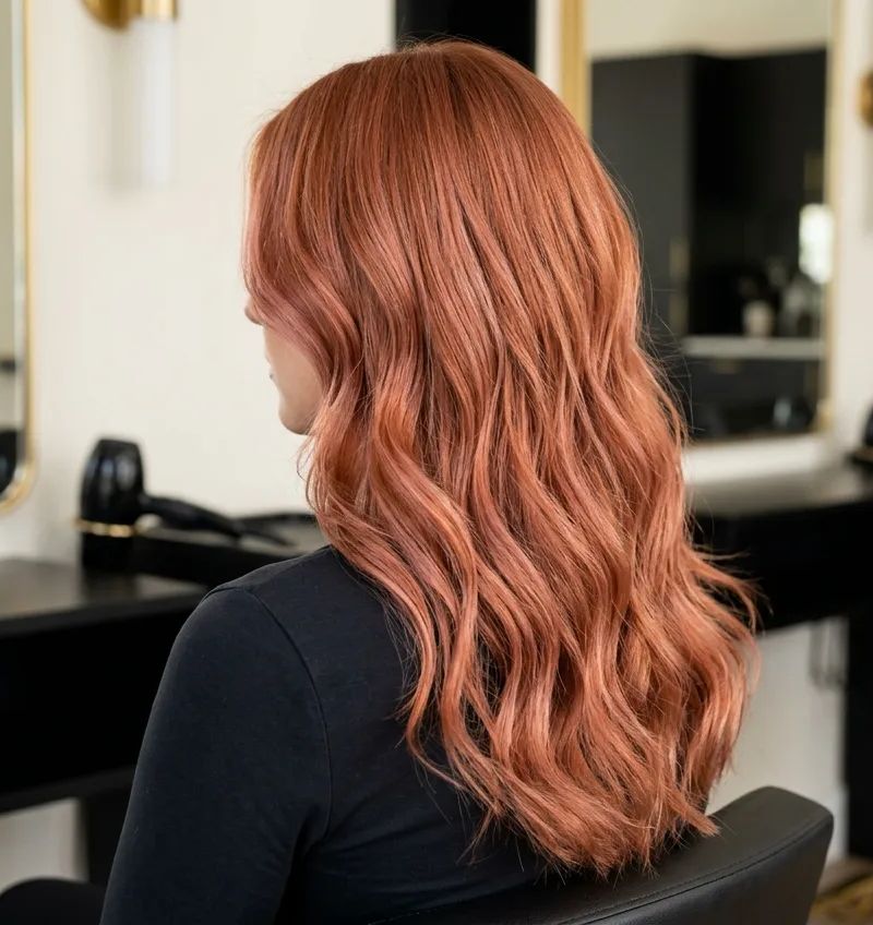 Hair with strawberry copper 2026: copper with a pink touch, youthful and fresh
